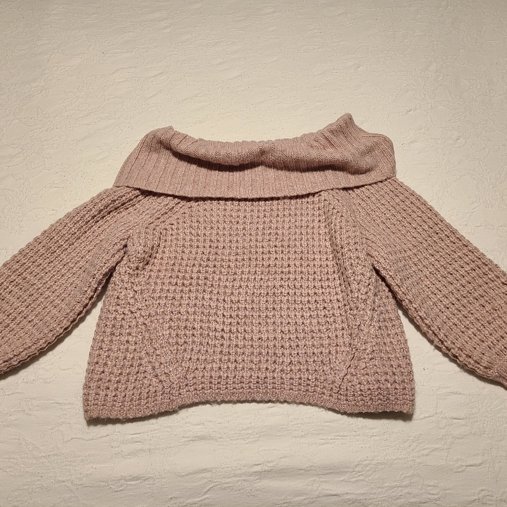 Pink Express basketweave off the shoulder sweater in size S